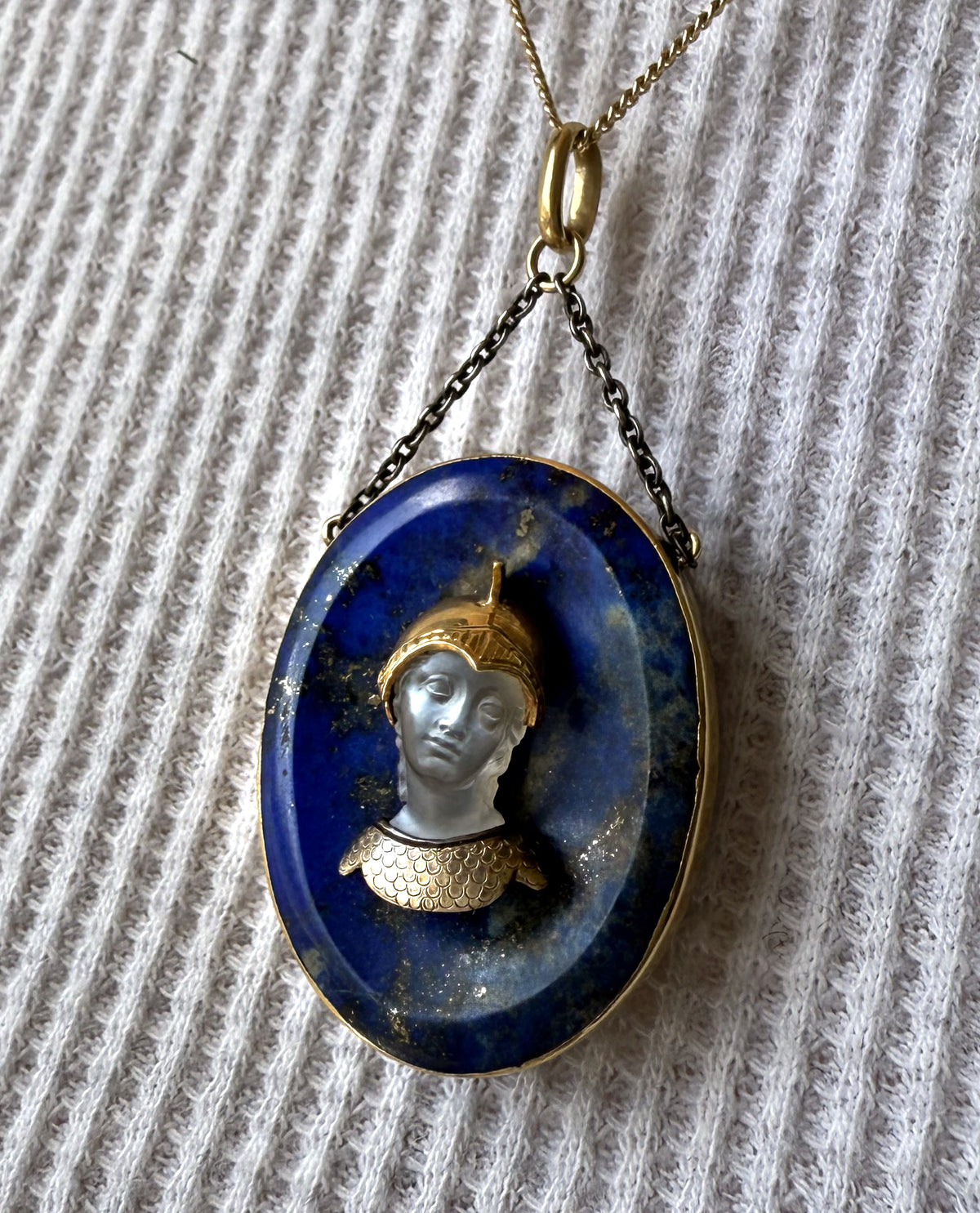Moonstone and lapis lazuli pendant