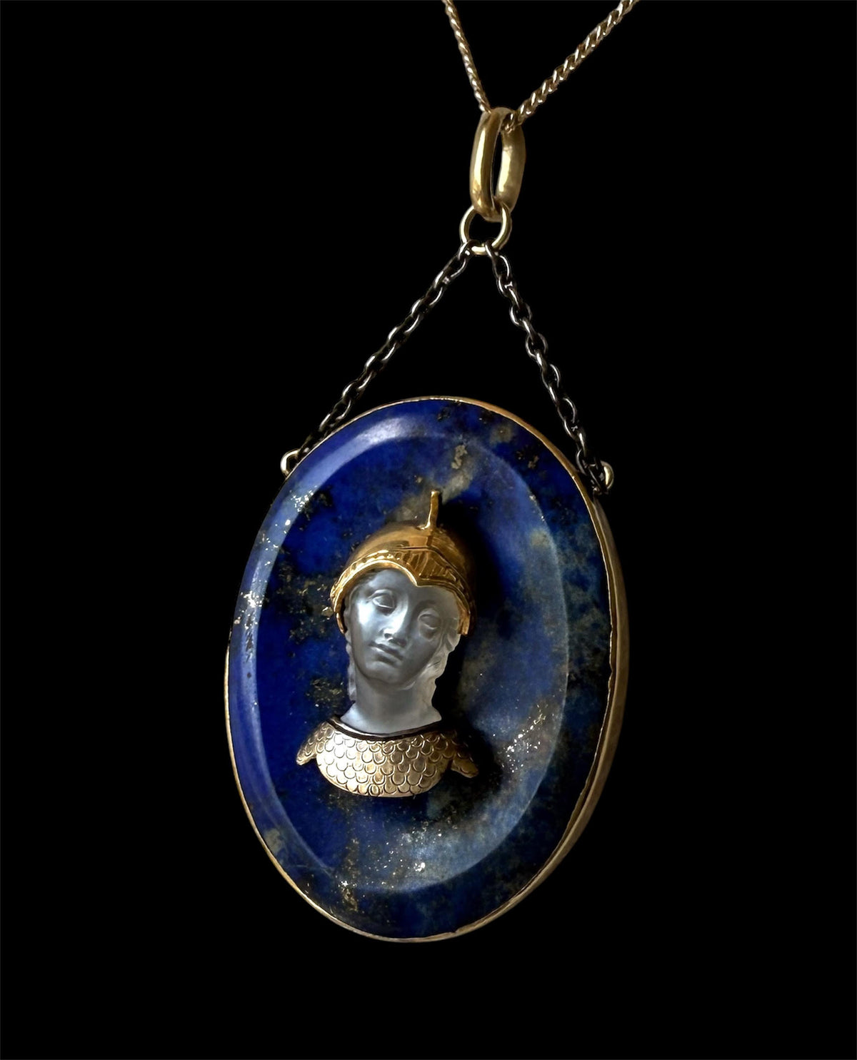 Moonstone and lapis lazuli pendant