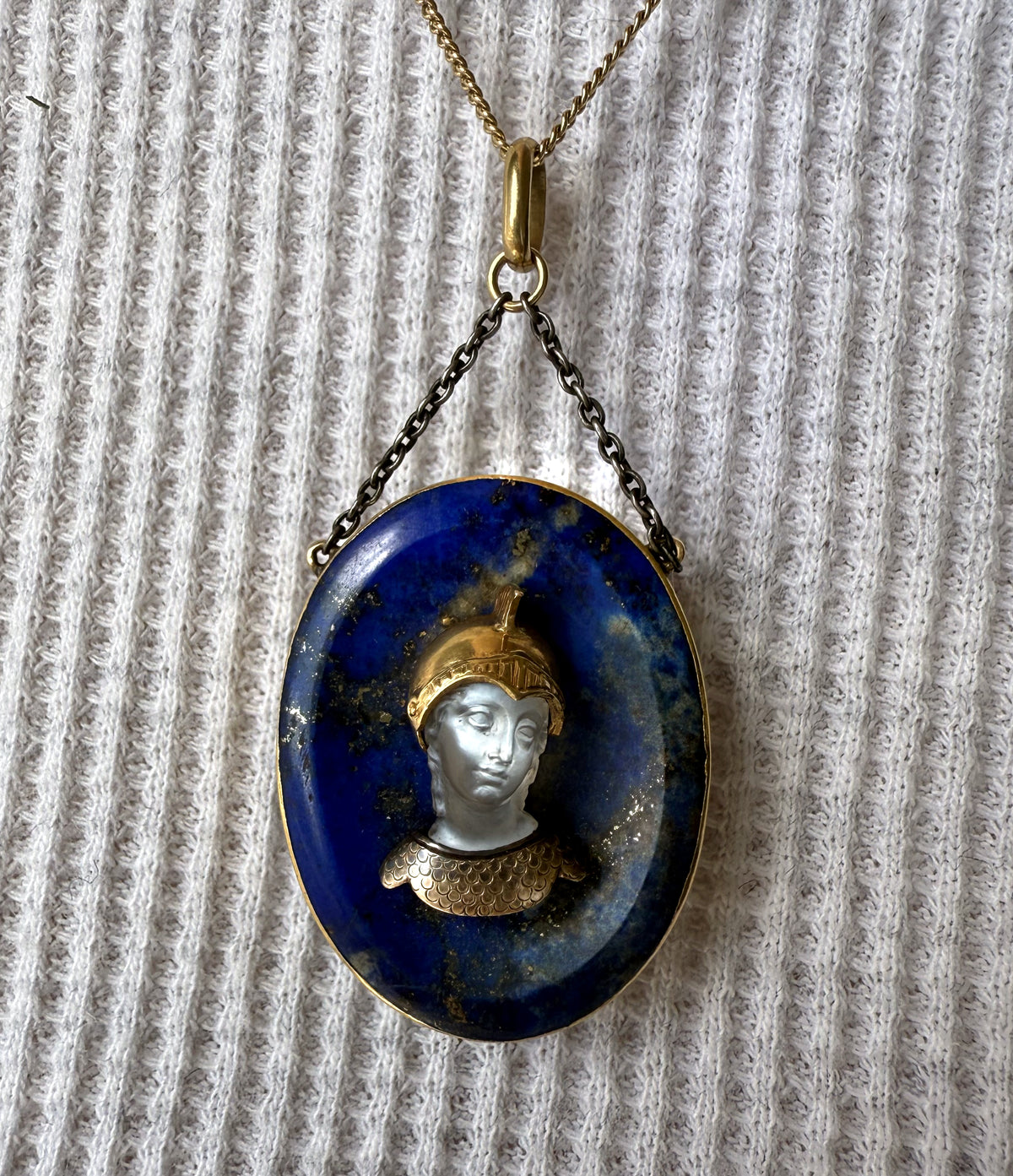 Moonstone and lapis lazuli pendant
