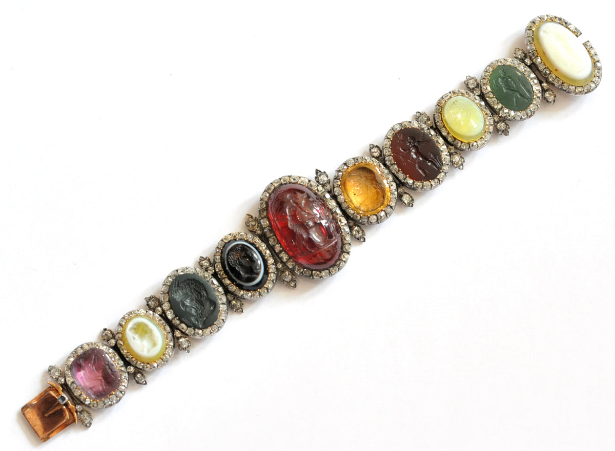 Victorian intaglio and diamond bracelet