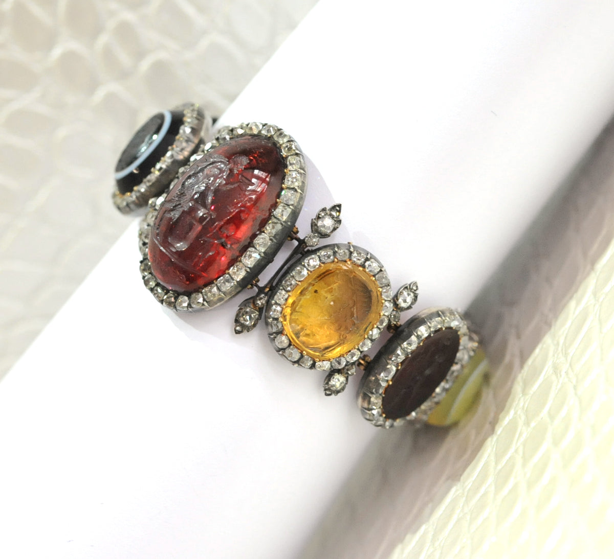 Victorian intaglio and diamond bracelet