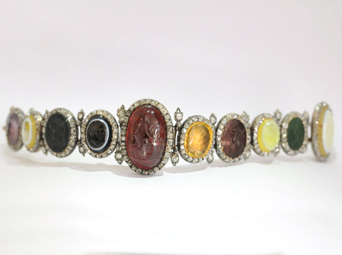 Victorian intaglio and diamond bracelet