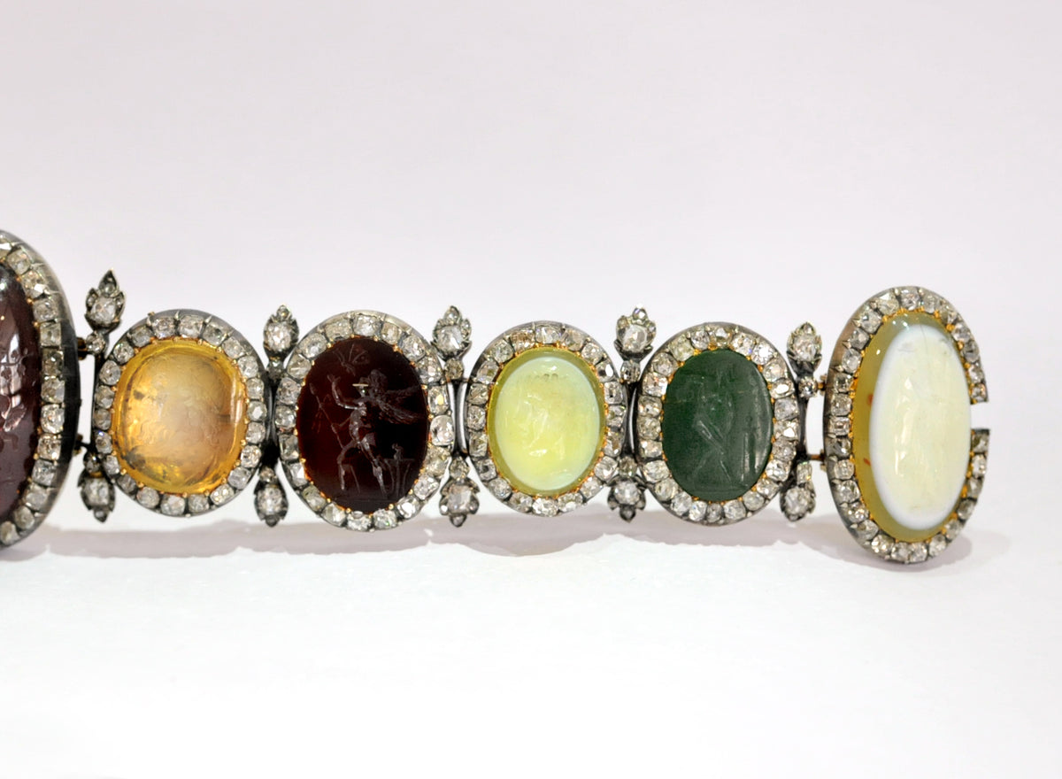Victorian intaglio and diamond bracelet