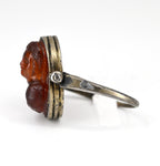 Hessonite garnet cameo ring