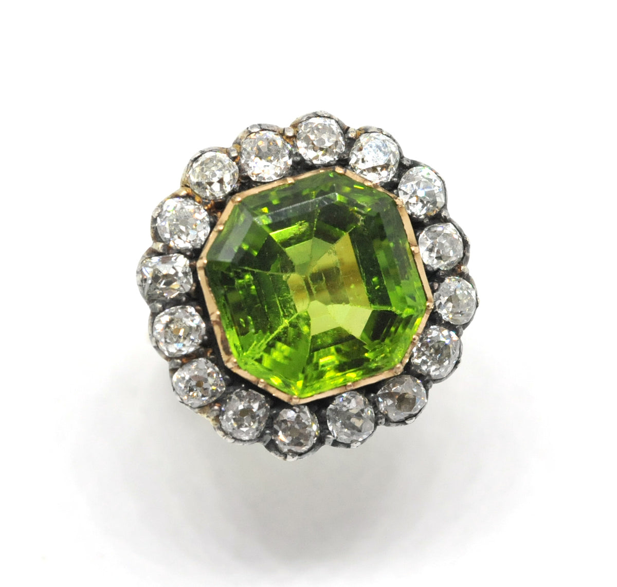 Peridot and diamond ring