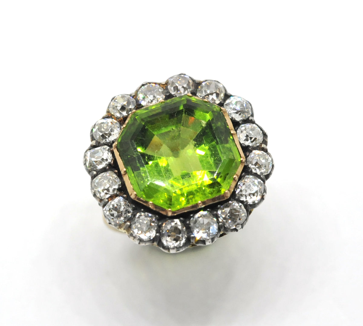 Peridot and diamond ring