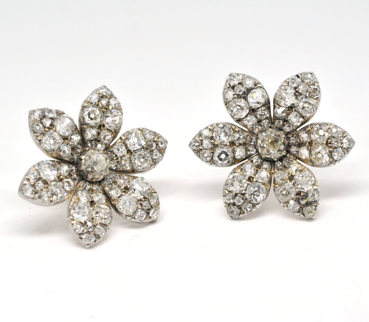 Diamond flower earrings