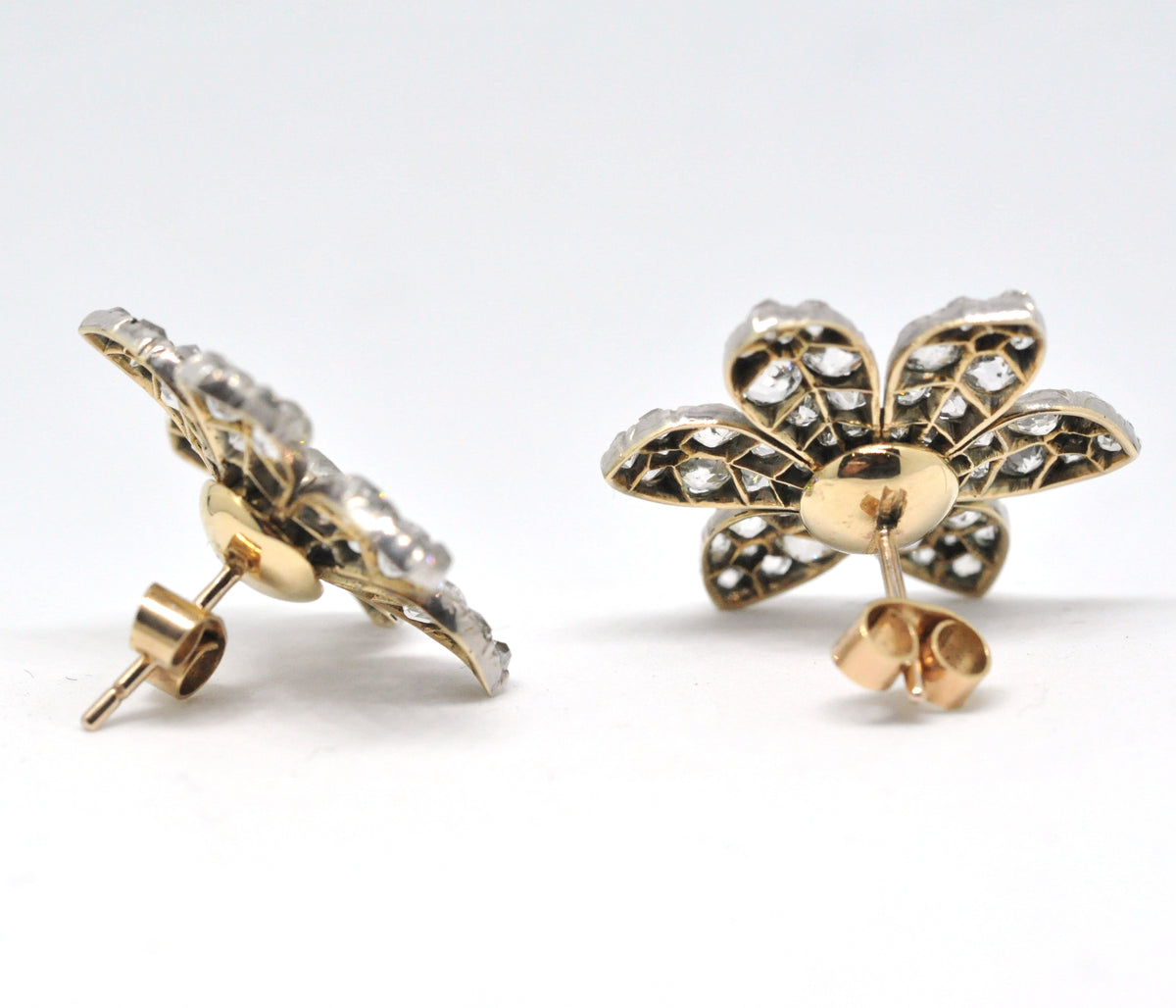 Diamond flower earrings