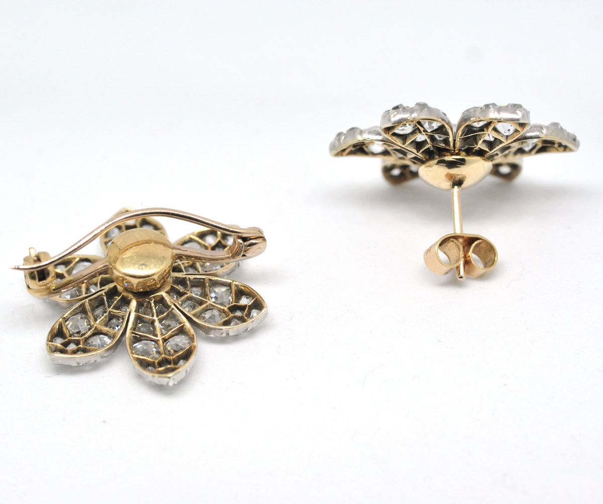 Diamond flower earrings