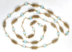 Aquamarine and pearl long chain