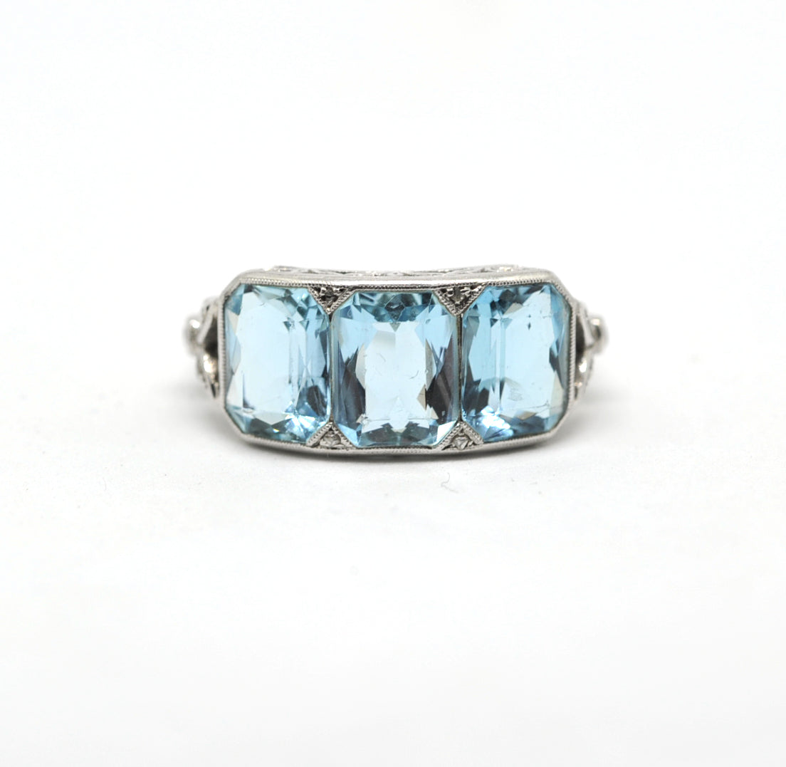 Art Deco aquamarine ring