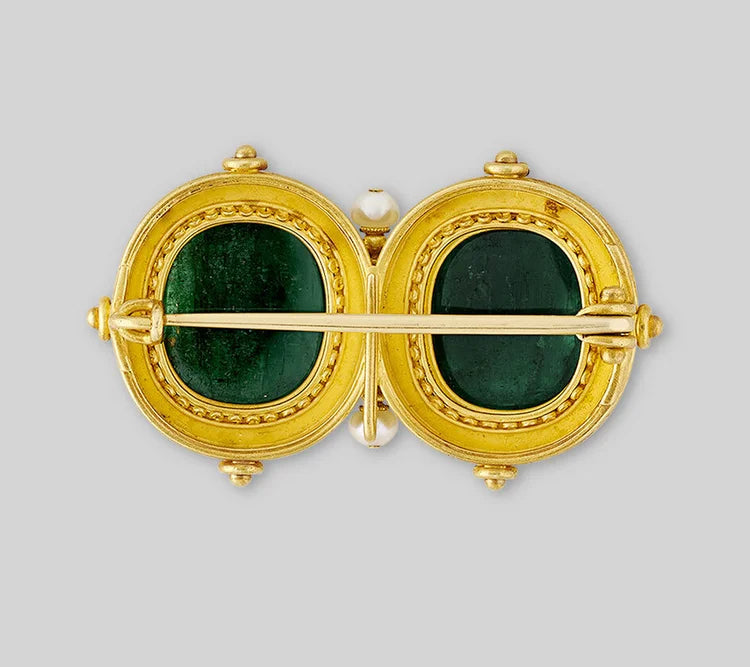 Castellani emerald cameo brooch
