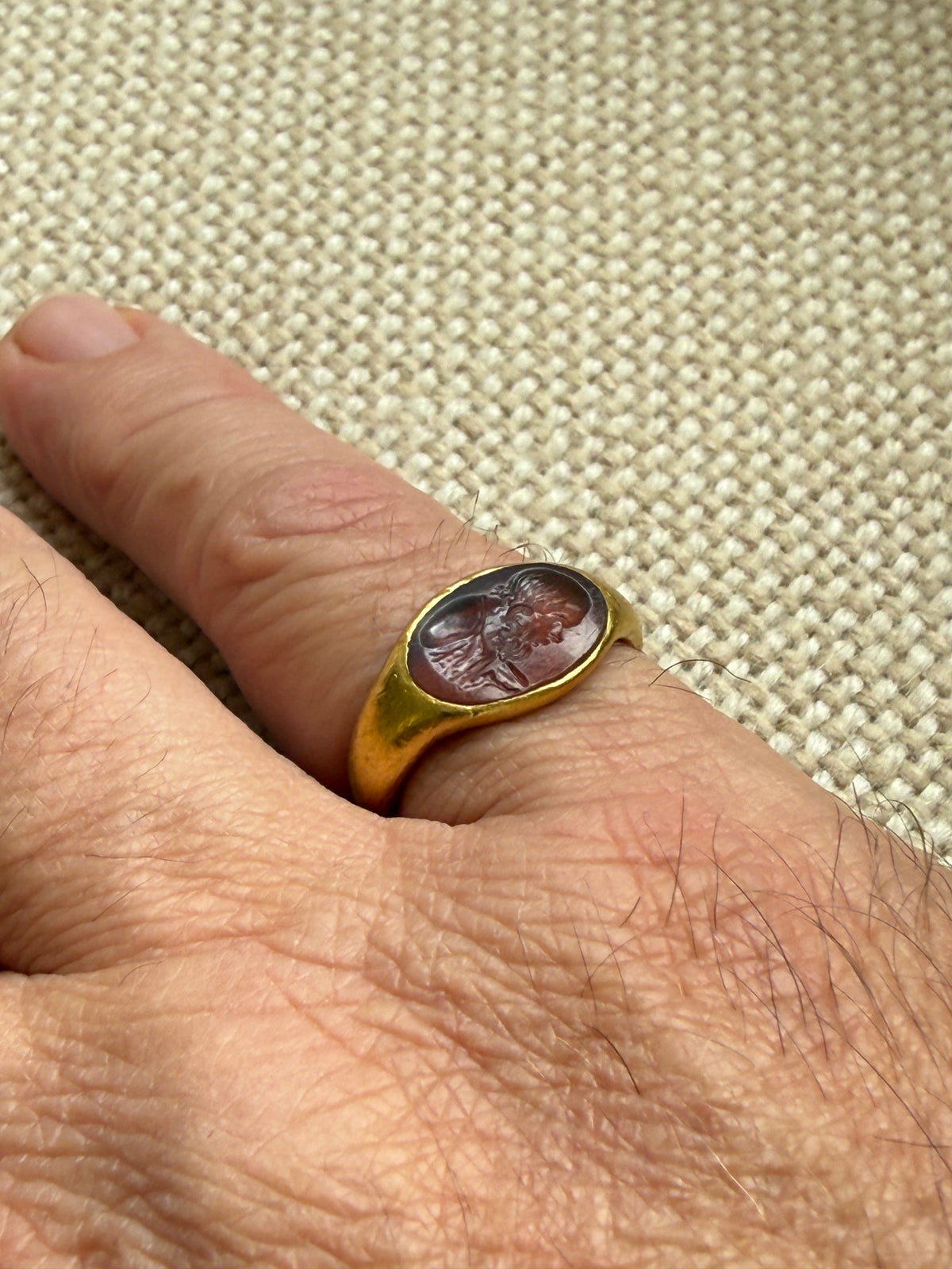Greco-Roman Silenus/Socrates intaglio ring
